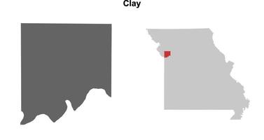 Clay County, Missouri blank outline map set vector
