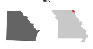 Clark County, Missouri blank outline map set vector