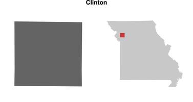 Clinton County, Missouri blank outline map set vector