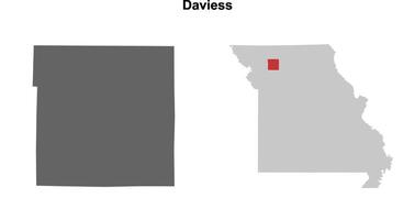 Daviess County, Missouri blank outline map set vector