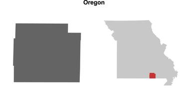 Oregon County, Missouri blank outline map set vector