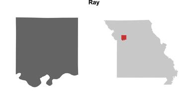 Ray County, Missouri blank outline map set vector