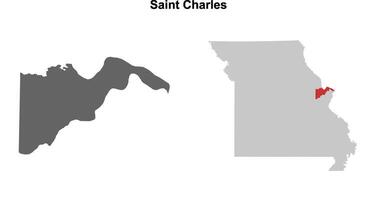Saint Charles County, Missouri blank outline map set vector