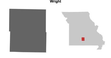 Wright County, Missouri blank outline map set vector