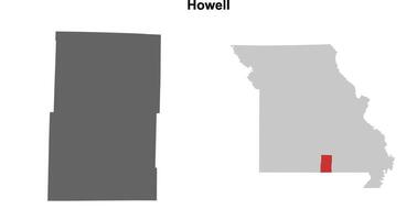Howell County, Missouri blank outline map set vector