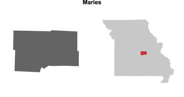 Maries County, Missouri blank outline map set vector