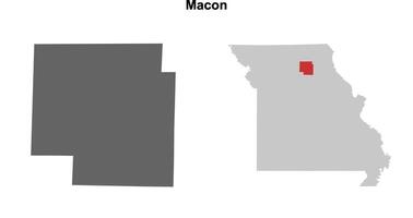 Macon County, Missouri blank outline map set vector