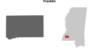 Franklin County, Mississippi blank outline map set vector