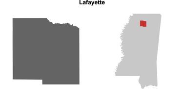 Lafayette County, Mississippi blank outline map set vector