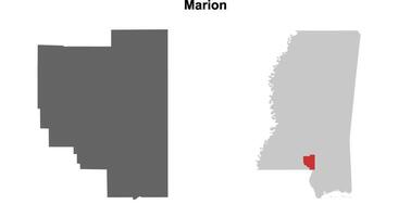 Marion County, Mississippi blank outline map set vector
