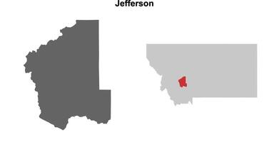 Jefferson County, Montana blank outline map set vector