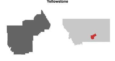 Yellowstone County, Montana blank outline map set vector