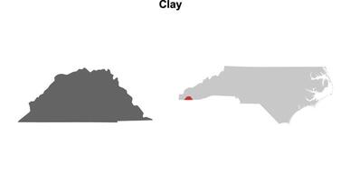 Clay County, North Carolina blank outline map set vector