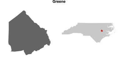 Greene County, North Carolina blank outline map set vector