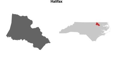 Halifax County, North Carolina blank outline map set vector