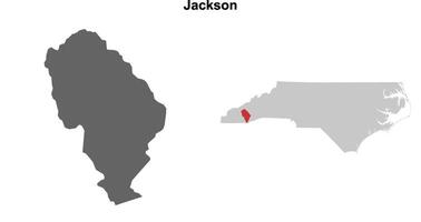 Jackson County, North Carolina blank outline map set vector