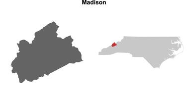 Madison County, North Carolina blank outline map set vector