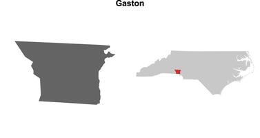 Gaston County, North Carolina blank outline map set vector