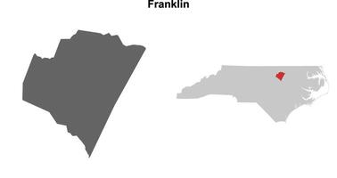 Franklin County, North Carolina blank outline map set vector