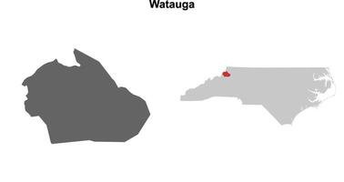Watauga County, North Carolina blank outline map set vector