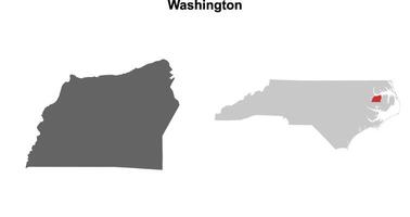 Washington County, North Carolina blank outline map set vector