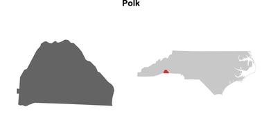 Polk County, North Carolina blank outline map set vector