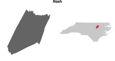 Nash County, North Carolina blank outline map set vector