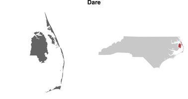 Dare County, North Carolina blank outline map set vector