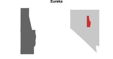 Eureka County, Nevada blank outline map set vector