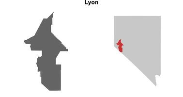 Lyon County, Nevada blank outline map set vector