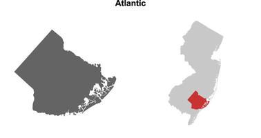 Atlantic County, New Jersey blank outline map set vector