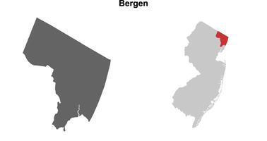 Bergen County, New Jersey blank outline map set vector