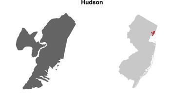 Hudson County, New Jersey blank outline map set vector