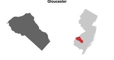 Gloucester County, New Jersey blank outline map set vector