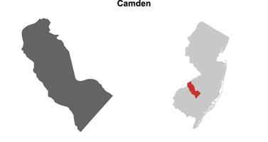 Camden County, New Jersey blank outline map set vector