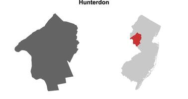 Hunterdon County, New Jersey blank outline map set vector