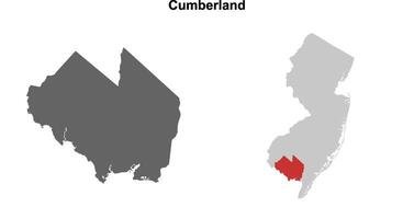 Cumberland County, New Jersey blank outline map set vector
