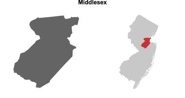 Middlesex County, New Jersey blank outline map set vector