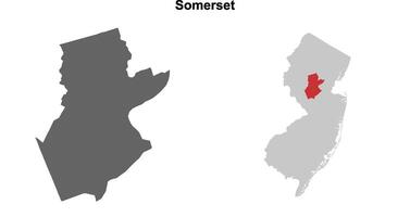 Somerset County, New Jersey blank outline map set vector