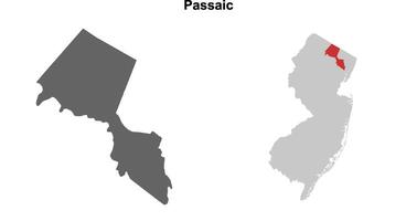 Passaic County, New Jersey blank outline map set vector