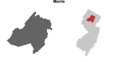Morris County, New Jersey blank outline map set vector