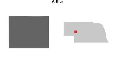 Arthur County, Nebraska blank outline map set vector