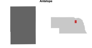 Antelope County, Nebraska blank outline map set vector