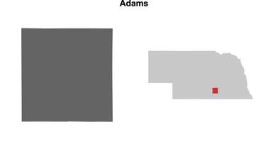 Adams County, Nebraska blank outline map set vector
