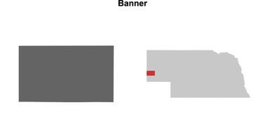 Banner County, Nebraska blank outline map set vector