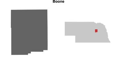 Boone County, Nebraska blank outline map set vector
