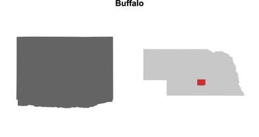 Buffalo County, Nebraska blank outline map set vector