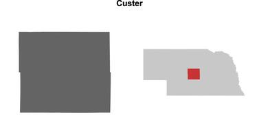 Custer County, Nebraska blank outline map set vector