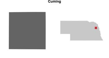 Cuming County, Nebraska blank outline map set vector