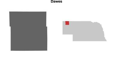 Dawes County, Nebraska blank outline map set vector